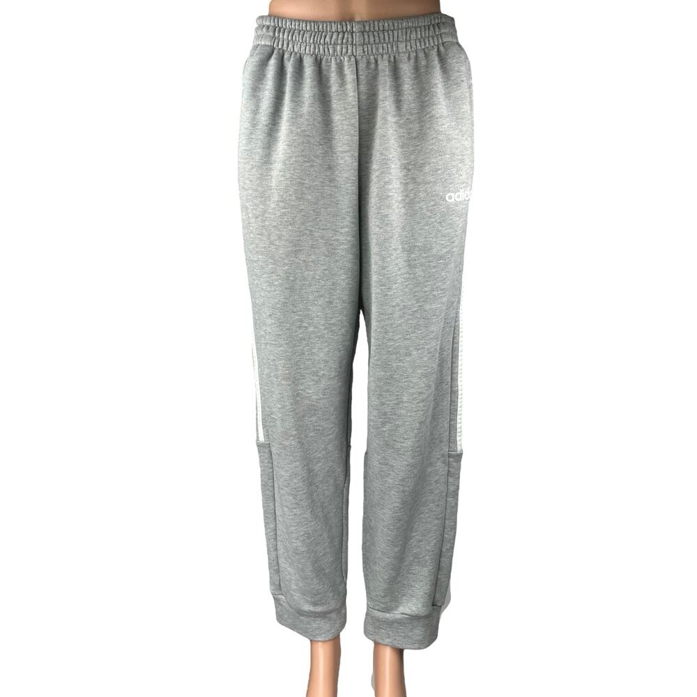 Adidas Women's Gray Striped High Waisted Athletic Jogger Sweat Pants Size M